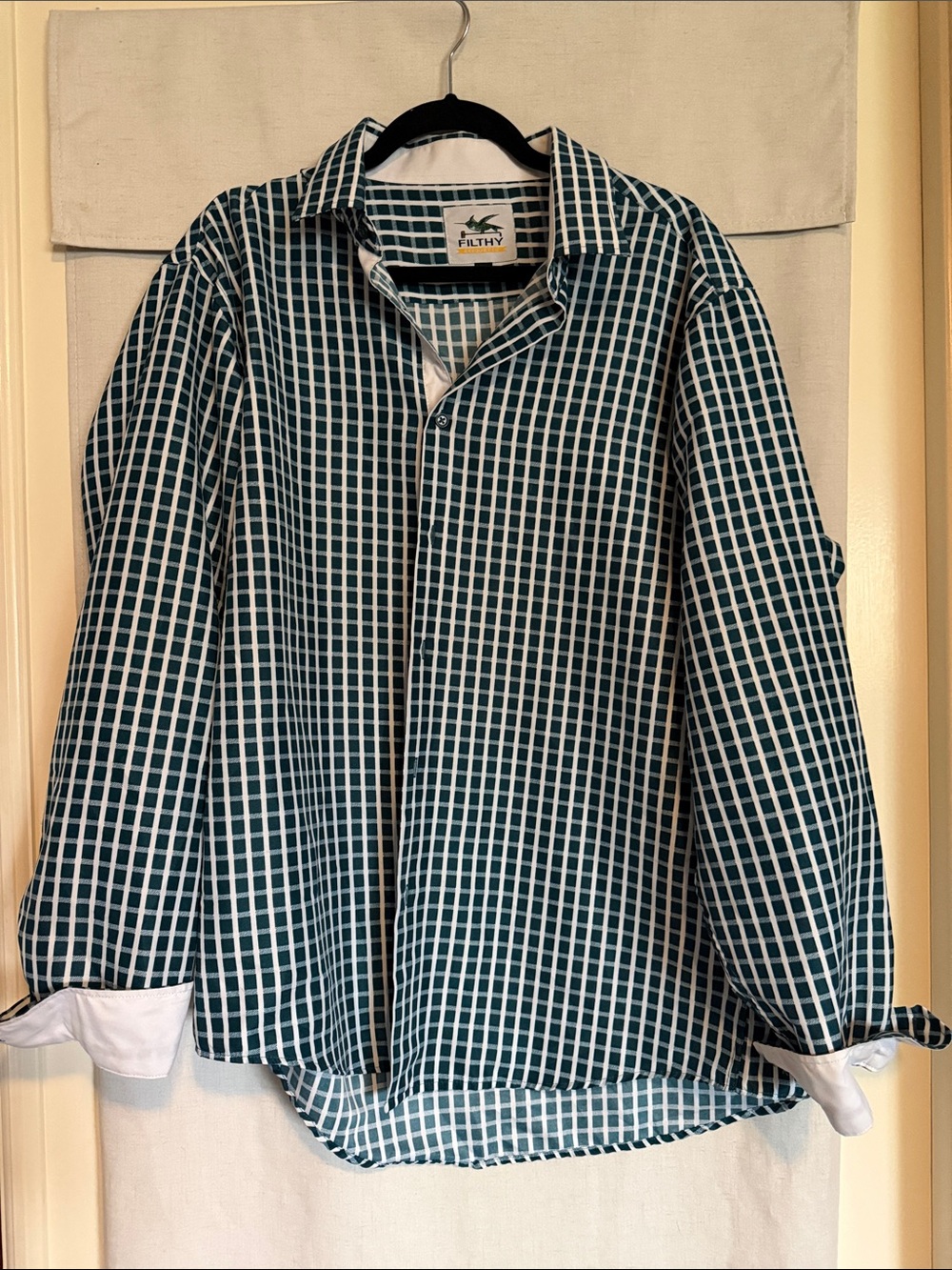 Etiquette Clothiers Teal and White Checked Shirt Jacket
